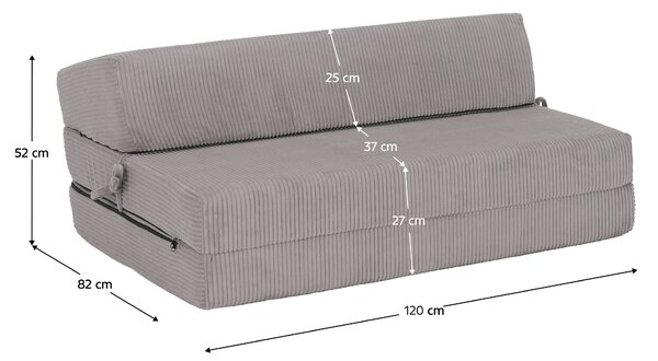 KONDELA Skládací matrace/křeslo, 2v1, šedá, VEDIS