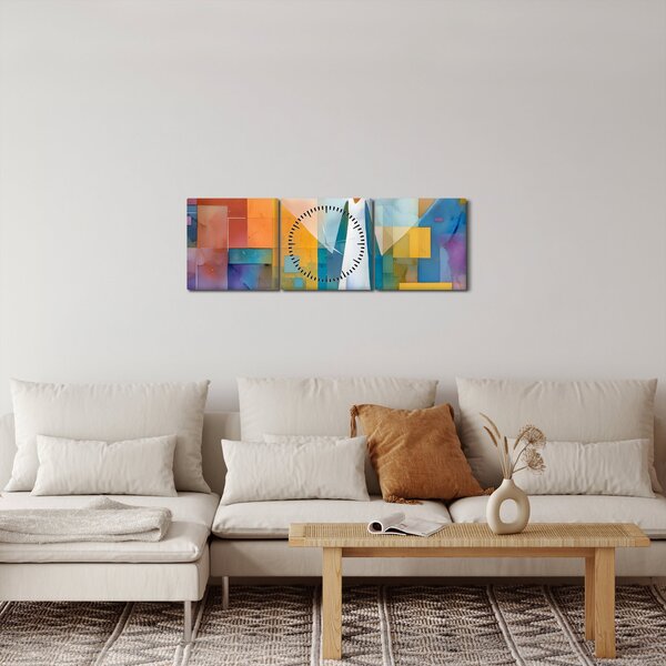 Obraz - Geometrický anděl (s hodinami) (90x30 cm)