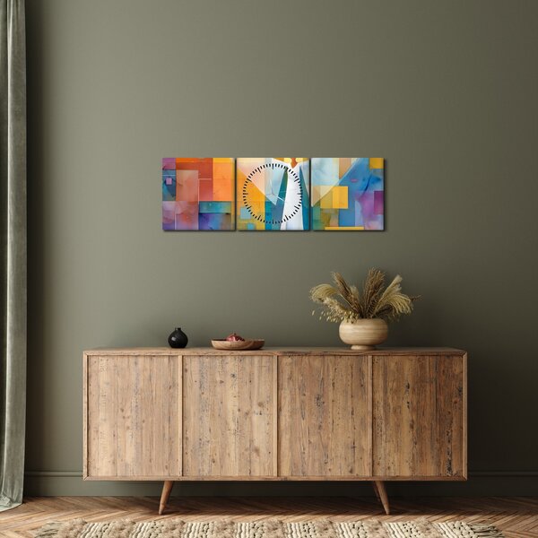 Obraz - Geometrický anděl (s hodinami) (90x30 cm)
