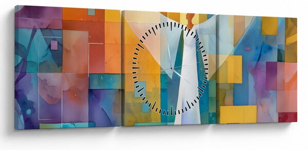 Obraz - Geometrický anděl (s hodinami) (90x30 cm)