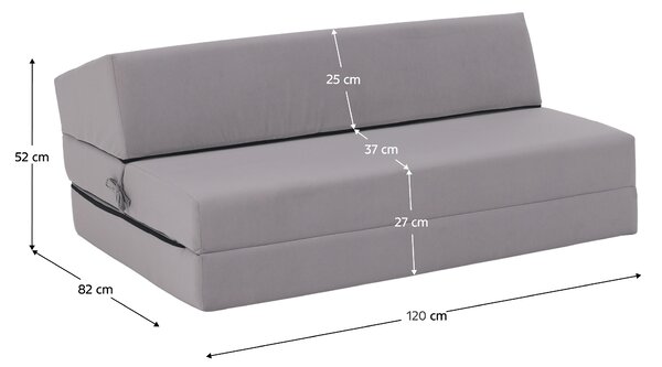 KONDELA Skládací matrace/křeslo, 2v1, světle šedá, VEDIS