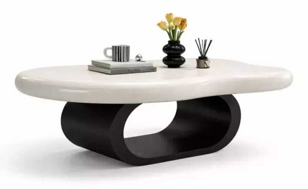 LuxuryForm DESIGN Konferenční stolek DECO 120 × 79 cm – bílý, černá podnož