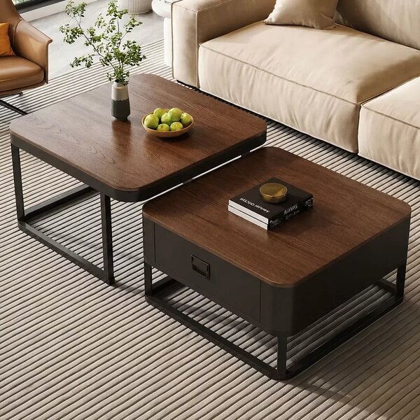 LuxuryForm DESIGN Konferenční stolek DENVER 70 × 70 / 60 × 60 cm – dřevo / dřevo (set 2 ks)