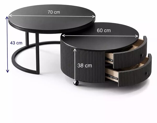LuxuryForm DESIGN Konferenční stolek ROYAL 70 / 60 cm – mramorový dekor (set 2 ks)