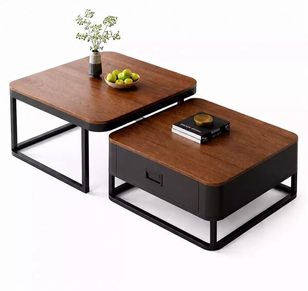 LuxuryForm DESIGN Konferenční stolek DENVER 70 × 70 / 60 × 60 cm – dřevo / dřevo (set 2 ks)