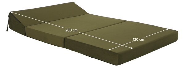 KONDELA Skládací matrace/křeslo, 2v1, olivová, VEDIS