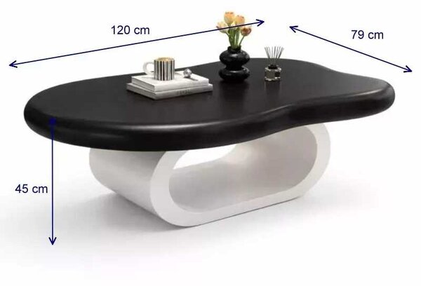 LuxuryForm DESIGN Konferenční stolek DECO 120 × 79 cm – bílý, černá podnož
