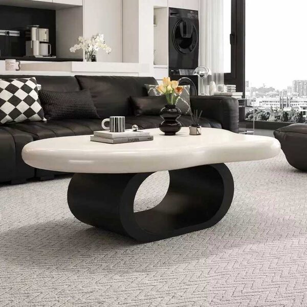 LuxuryForm DESIGN Konferenční stolek DECO 120 × 79 cm – bílý, černá podnož