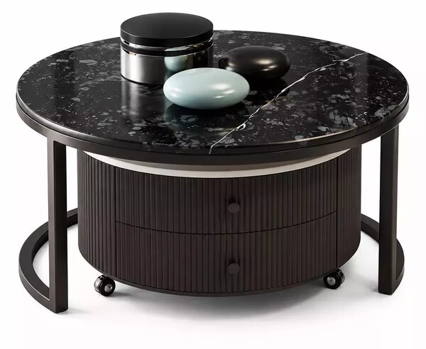 LuxuryForm DESIGN Konferenční stolek ROYAL 70 / 60 cm – mramorový dekor (set 2 ks)