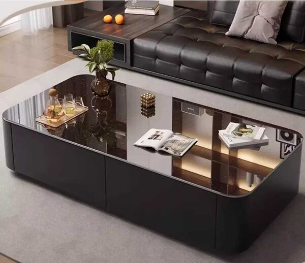 LuxuryForm DESIGN Konferenční stolek ASTON 120 × 60 × 36 cm – černý s tmavou deskou