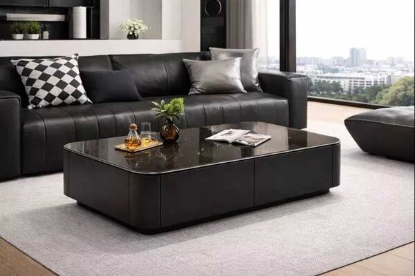 LuxuryForm DESIGN Konferenční stolek ASTON 120 × 60 × 36 cm – černý s tmavou deskou