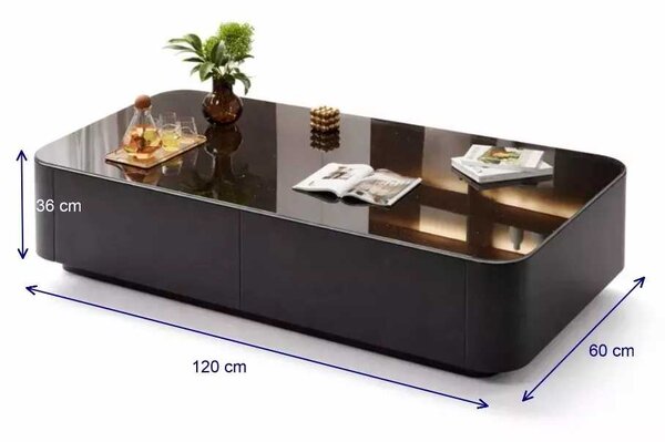 LuxuryForm DESIGN Konferenční stolek ASTON 120 × 60 × 36 cm – černý s bílou deskou