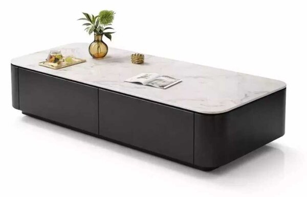 LuxuryForm DESIGN Konferenční stolek ASTON 120 × 60 × 36 cm – černý s bílou deskou