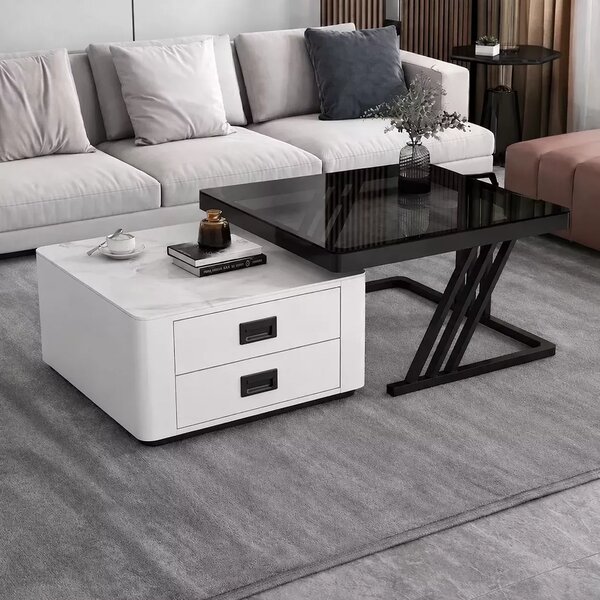 LuxuryForm DESIGN Konferenční stolek BOLT 70 × 70 / 60 × 60 cm – bílý / černý (set 2 ks)