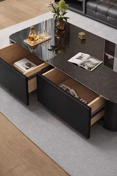 LuxuryForm DESIGN Konferenční stolek ASTON 120 × 60 × 36 cm – černý s tmavou deskou
