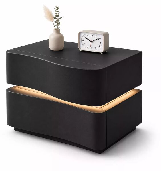 LuxuryForm DESIGN Noční stolek ALVA s LED osvětlením – černý