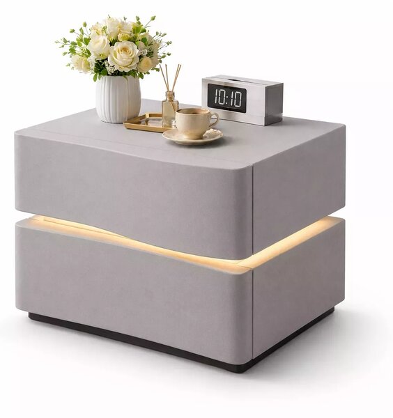 LuxuryForm DESIGN Noční stolek ALVA s LED osvětlením – světle šedý