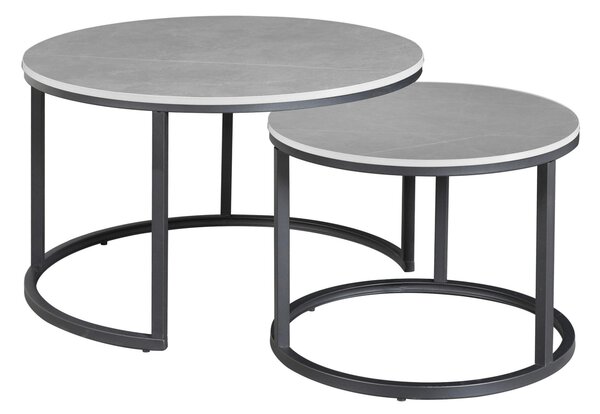 SADA KONFERENČNÍCH STOLKŮ, šedá, kámen, 68/43/68 cm MID.YOU - Konferenční stolky, Online Only
