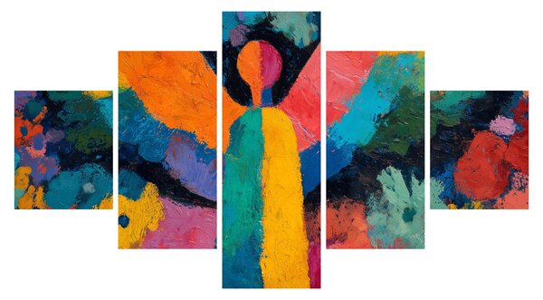 Obraz - Abstraktní anděl s květinami (125x70 cm)