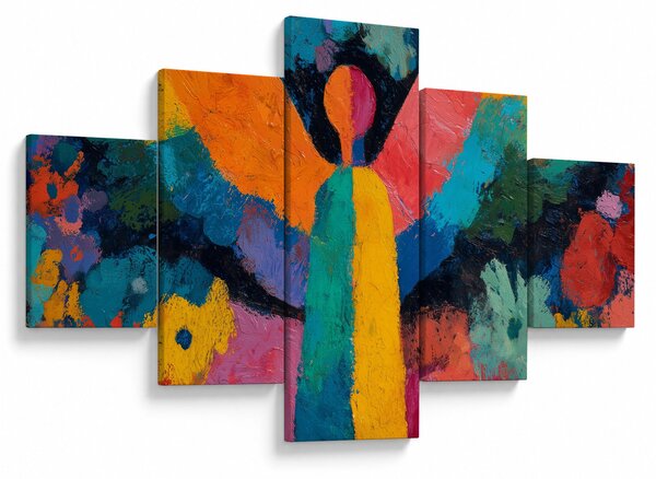 Obraz - Abstraktní anděl s květinami (125x70 cm)