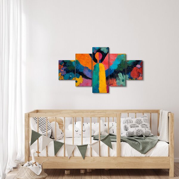 Obraz - Abstraktní anděl s květinami (125x70 cm)