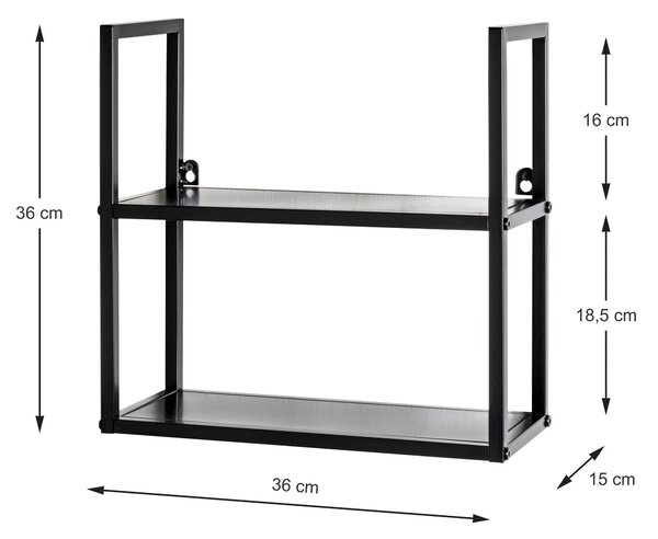 NÁSTĚNNÝ REGÁL, černá, 36/36/15 cm - Online Only regály & police, Online Only