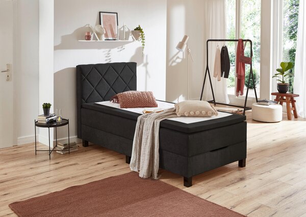 POSTEL BOXSPRING, 120/200 cm, černá Carryhome - Postele s úložným prostorem