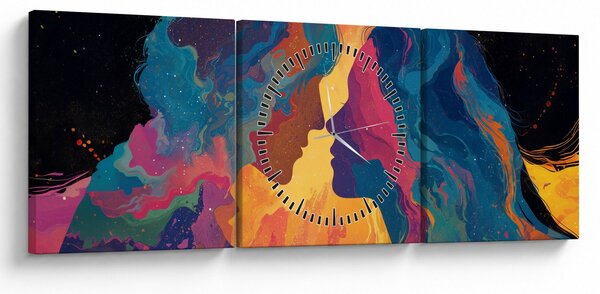 Obraz - Vesmírná láska (s hodinami) (90x30 cm)
