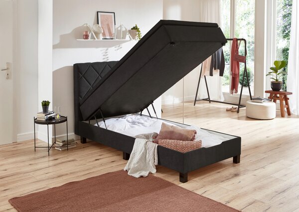POSTEL BOXSPRING, 120/200 cm, černá Carryhome - Postele s úložným prostorem