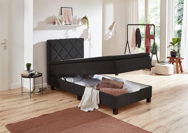 POSTEL BOXSPRING, 120/200 cm, černá Carryhome - Postele s úložným prostorem