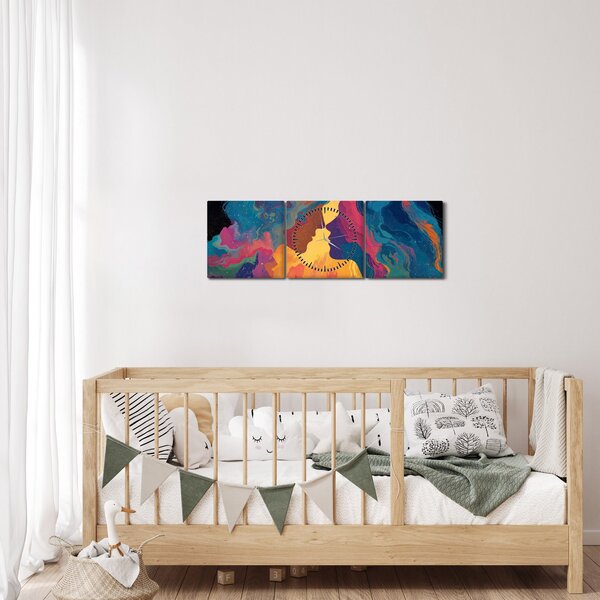 Obraz - Vesmírná láska (s hodinami) (90x30 cm)