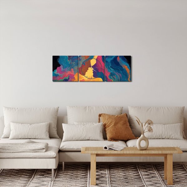 Obraz - Vesmírná láska (s hodinami) (90x30 cm)