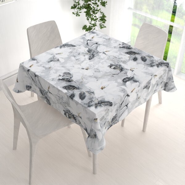 Biante Sametový čtvercový ubrus Tamara TMR-006 Designové květiny na šedém 70x70 cm