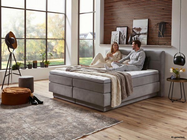POSTEL BOXSPRING, 160/200 cm, světle šedá Carryhome - Postele s úložným prostorem