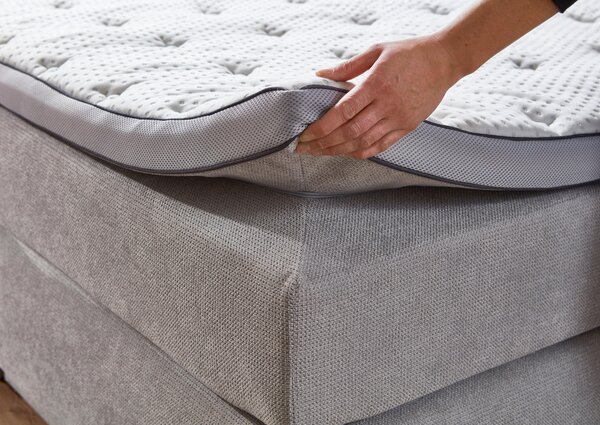 POSTEL BOXSPRING, 160/200 cm, světle šedá Carryhome - Postele s úložným prostorem