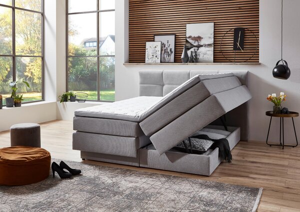 POSTEL BOXSPRING, 160/200 cm, světle šedá Carryhome - Postele s úložným prostorem