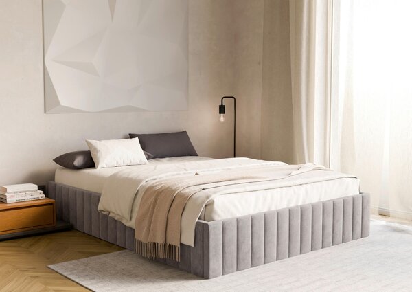 ČALOUNĚNÁ POSTEL, 120/200 cm, světle šedá Boxxx - Postele s úložným prostorem, Online Only