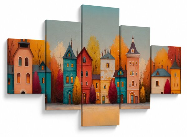 Obraz - Podzimní vesnice (125x70 cm)