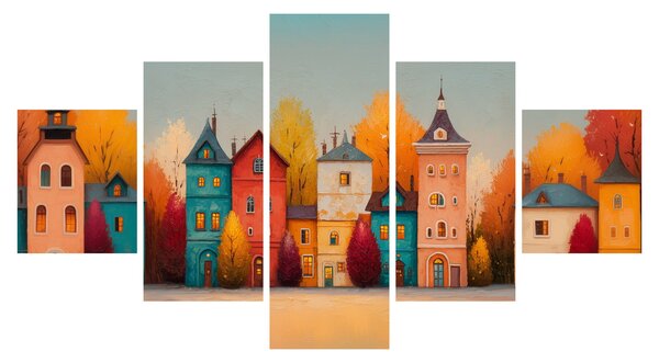 Obraz - Podzimní vesnice (125x70 cm)