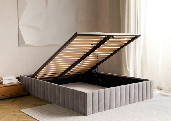 ČALOUNĚNÁ POSTEL, 120/200 cm, světle šedá Boxxx - Postele s úložným prostorem, Online Only