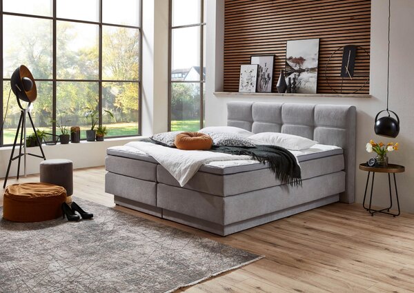 POSTEL BOXSPRING, 160/200 cm, světle šedá Carryhome - Postele s úložným prostorem
