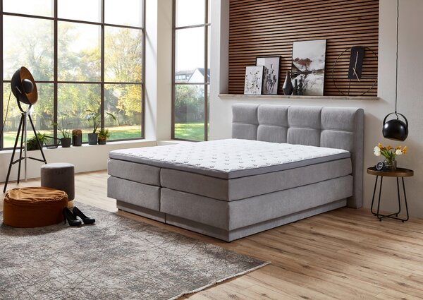 POSTEL BOXSPRING, 160/200 cm, světle šedá Carryhome - Postele s úložným prostorem