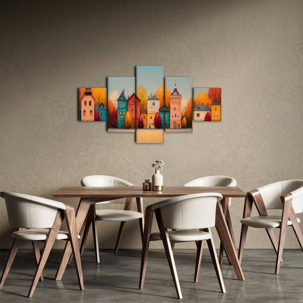 Obraz - Podzimní vesnice (125x70 cm)