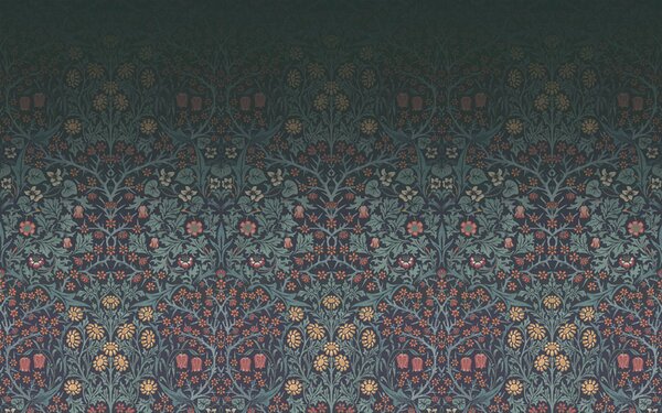 Vliesová obrazová tapeta na zeď, modrá, květiny, ptáci, 125328, William Morris At Home