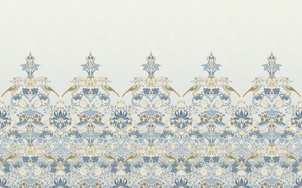 Vliesová obrazová tapeta na zeď, modrá, květiny, ptáci, 125319, William Morris At Home