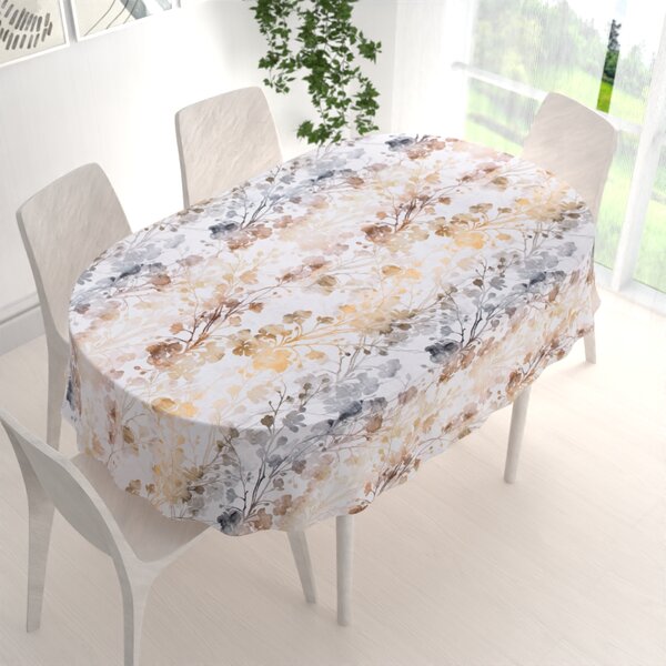 Biante Sametový oválný ubrus Tamara TMR-008 Hnědé a šedé pnoucí rostliny 100x140 cm