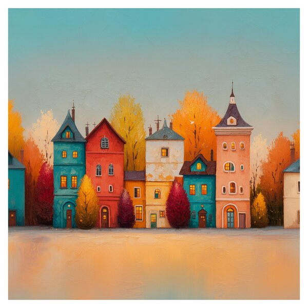 Obraz - Podzimní vesnice (30x30 cm)