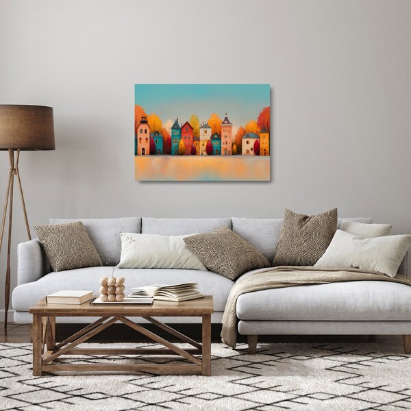Skleněný obraz - Podzimní vesnice (70x50 cm)