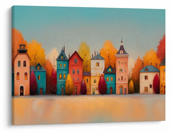 Obraz - Podzimní vesnice (70x50 cm)