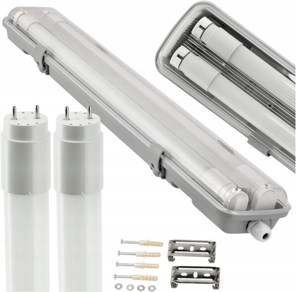 BERGE Hermetické LED svítidlo 60cm + 2x LED trubice neutrální bílá